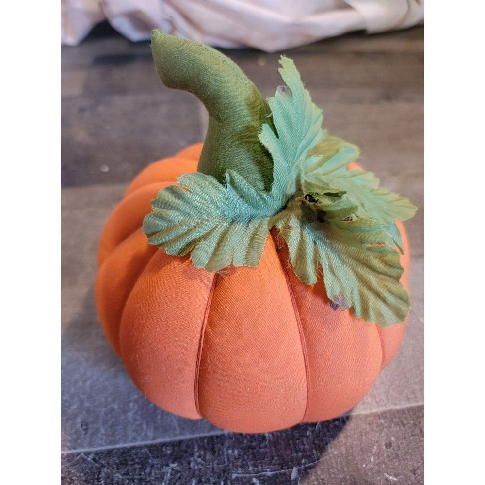 Fabric plush orange pumpkin fall Thanksgiving decor figure‎